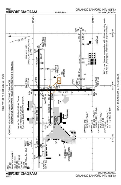 ORLANDO SANFORD INTL - Airport Diagram