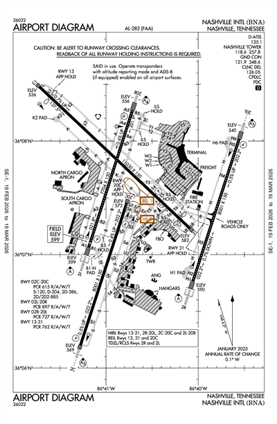 NASHVILLE INTL - Airport Diagram