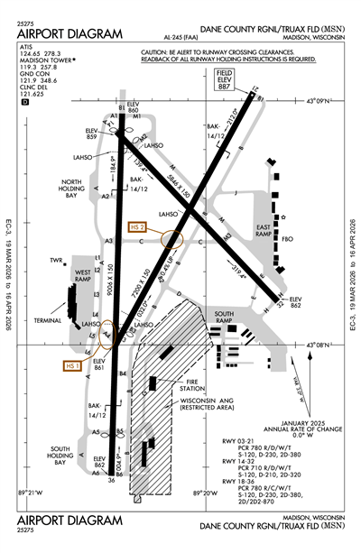 DANE COUNTY RGNL/TRUAX FLD - Airport Diagram