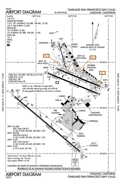 OAKLAND SAN FRANCISCO BAY - Airport Diagram