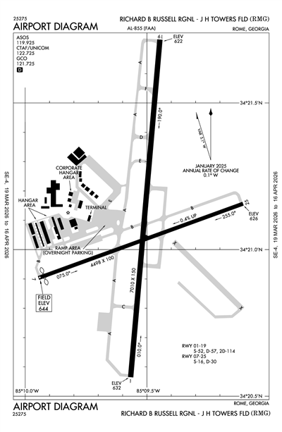 RICHARD B RUSSELL RGNL - J H TOWERS FLD - Airport Diagram