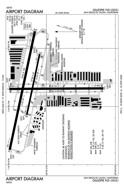 GILLESPIE FLD - Airport Diagram