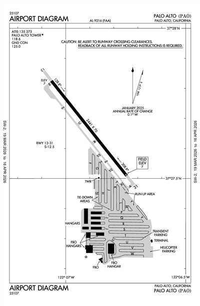 PALO ALTO - Airport Diagram