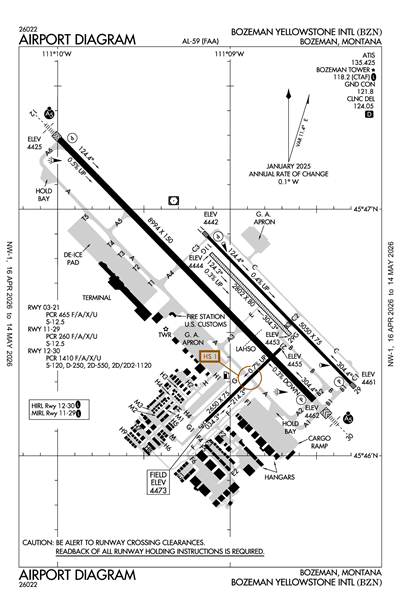 BOZEMAN YELLOWSTONE INTL - Airport Diagram