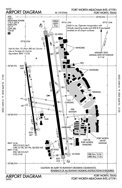 FORT WORTH MEACHAM INTL - Airport Diagram
