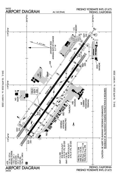 FRESNO YOSEMITE INTL - Airport Diagram
