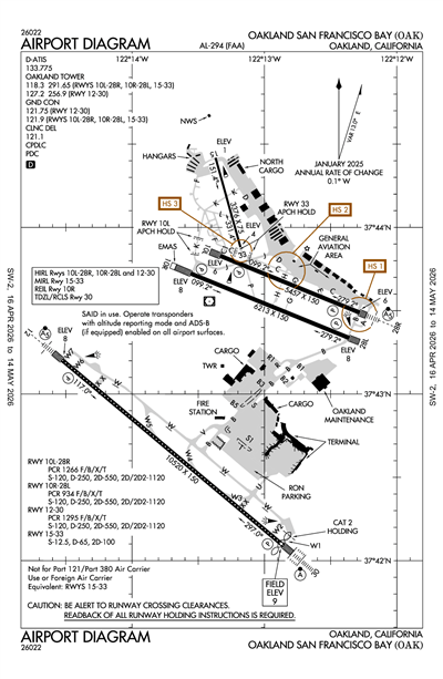 OAKLAND SAN FRANCISCO BAY - Airport Diagram