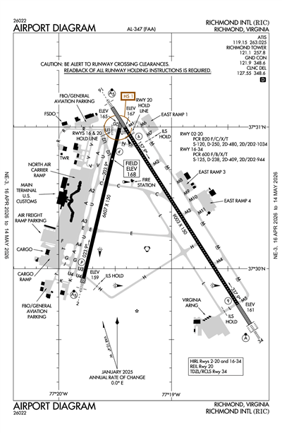 RICHMOND INTL - Airport Diagram
