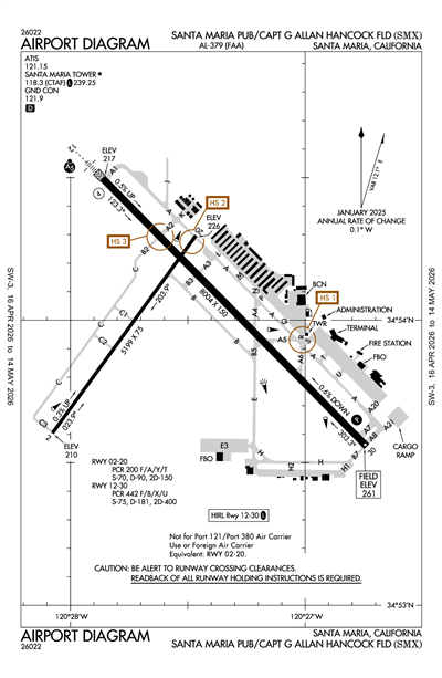 SANTA MARIA PUB/CAPT G ALLAN HANCOCK FLD - Airport Diagram