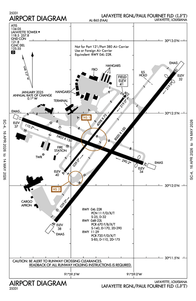 LAFAYETTE RGNL/PAUL FOURNET FLD - Airport Diagram