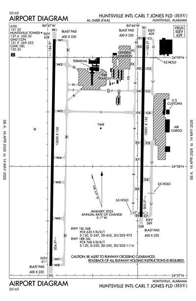 HUNTSVILLE INTL-CARL T JONES FLD - Airport Diagram