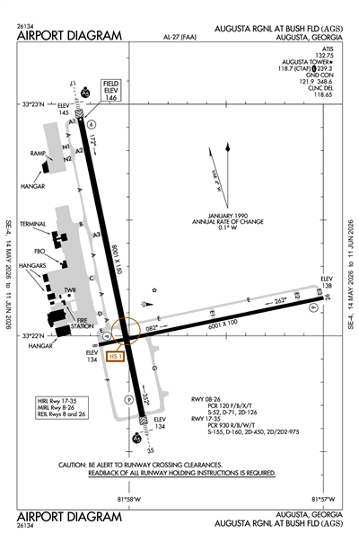 AUGUSTA RGNL AT BUSH FLD - Airport Diagram