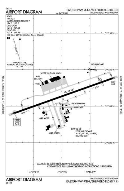EASTERN WV RGNL/SHEPHERD FLD - Airport Diagram