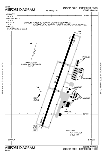 ROGERS EXEC - CARTER FLD - Airport Diagram