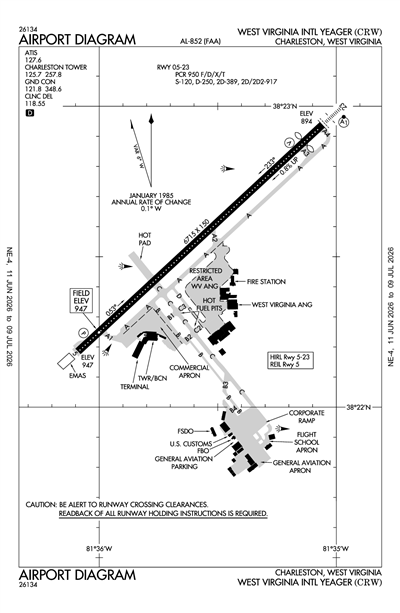 WEST VIRGINIA INTL YEAGER - Airport Diagram