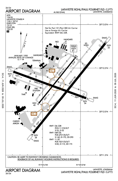 LAFAYETTE RGNL/PAUL FOURNET FLD - Airport Diagram