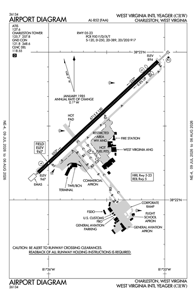 WEST VIRGINIA INTL YEAGER - Airport Diagram
