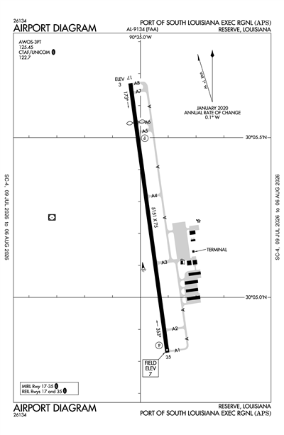 PORT OF SOUTH LOUISIANA EXEC RGNL - Airport Diagram