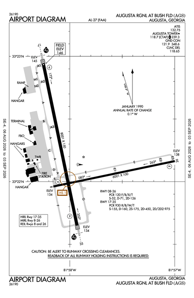 AUGUSTA RGNL AT BUSH FLD - Airport Diagram