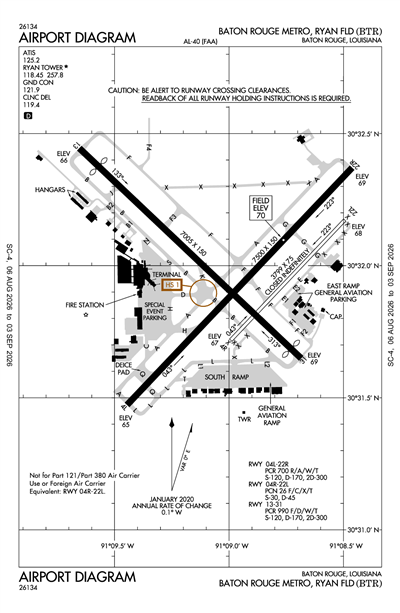 BATON ROUGE METRO, RYAN FLD - Airport Diagram