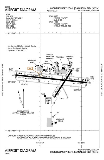 MONTGOMERY RGNL (DANNELLY FLD) - Airport Diagram
