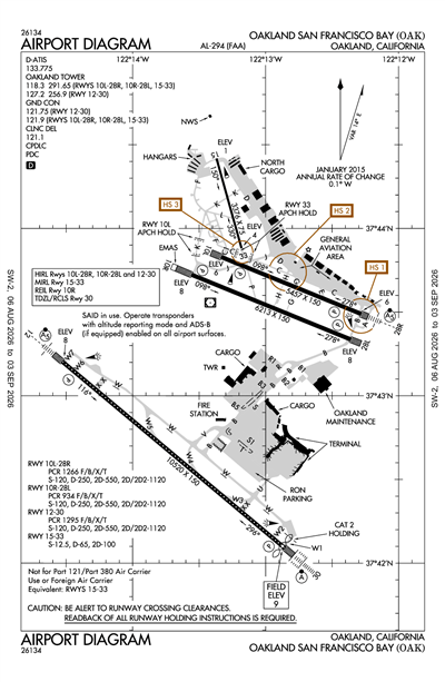 OAKLAND SAN FRANCISCO BAY - Airport Diagram