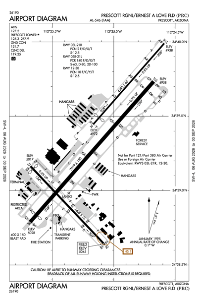 PRESCOTT RGNL/ERNEST A LOVE FLD - Airport Diagram