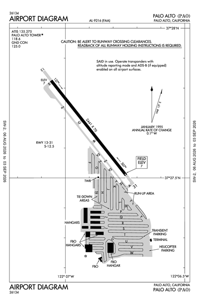 PALO ALTO - Airport Diagram