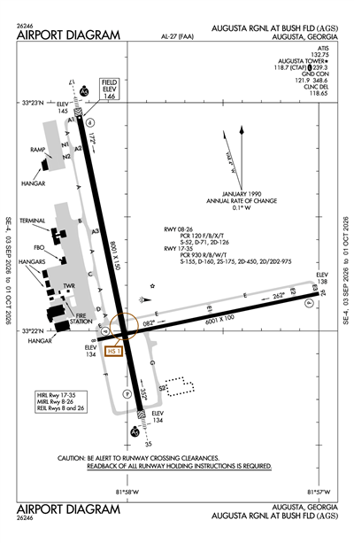 AUGUSTA RGNL AT BUSH FLD - Airport Diagram