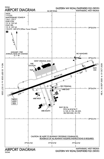 EASTERN WV RGNL/SHEPHERD FLD - Airport Diagram