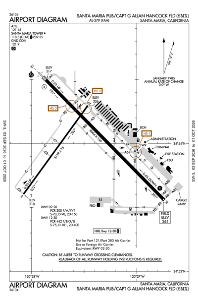 SANTA MARIA PUB/CAPT G ALLAN HANCOCK FLD - Airport Diagram