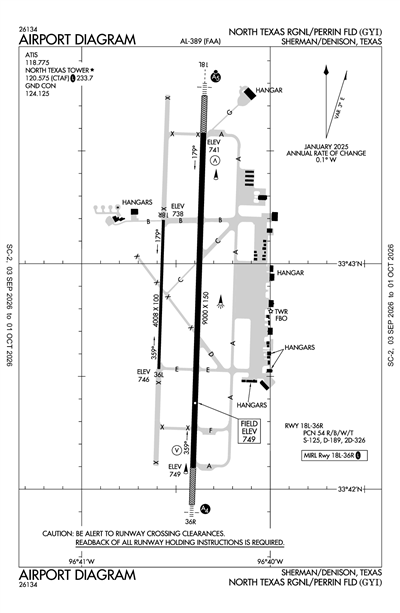 NORTH TEXAS RGNL/PERRIN FLD - Airport Diagram