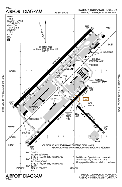 RALEIGH-DURHAM INTL - Airport Diagram