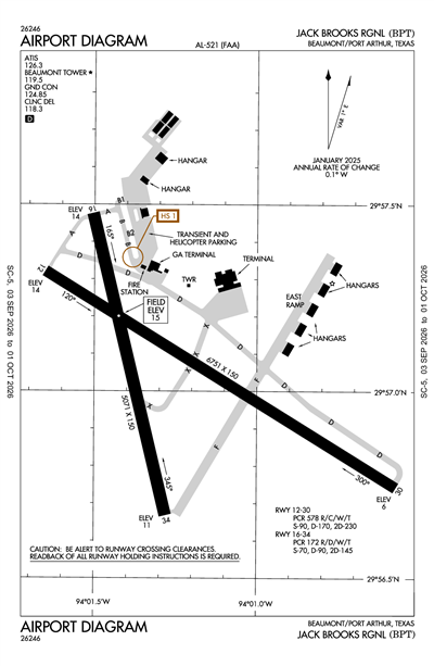 JACK BROOKS RGNL - Airport Diagram