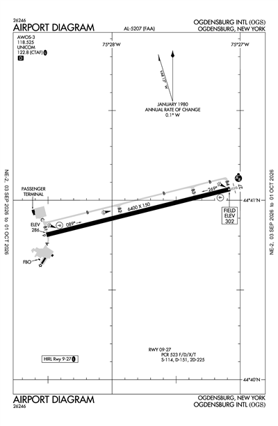 OGDENSBURG INTL - Airport Diagram